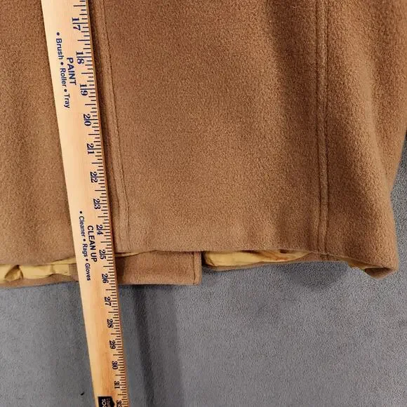 J Crew Pea Coat sz M Women Camel Beige Wool‎ Lined Double Breasted Pockets READ - Picture 6 of 14